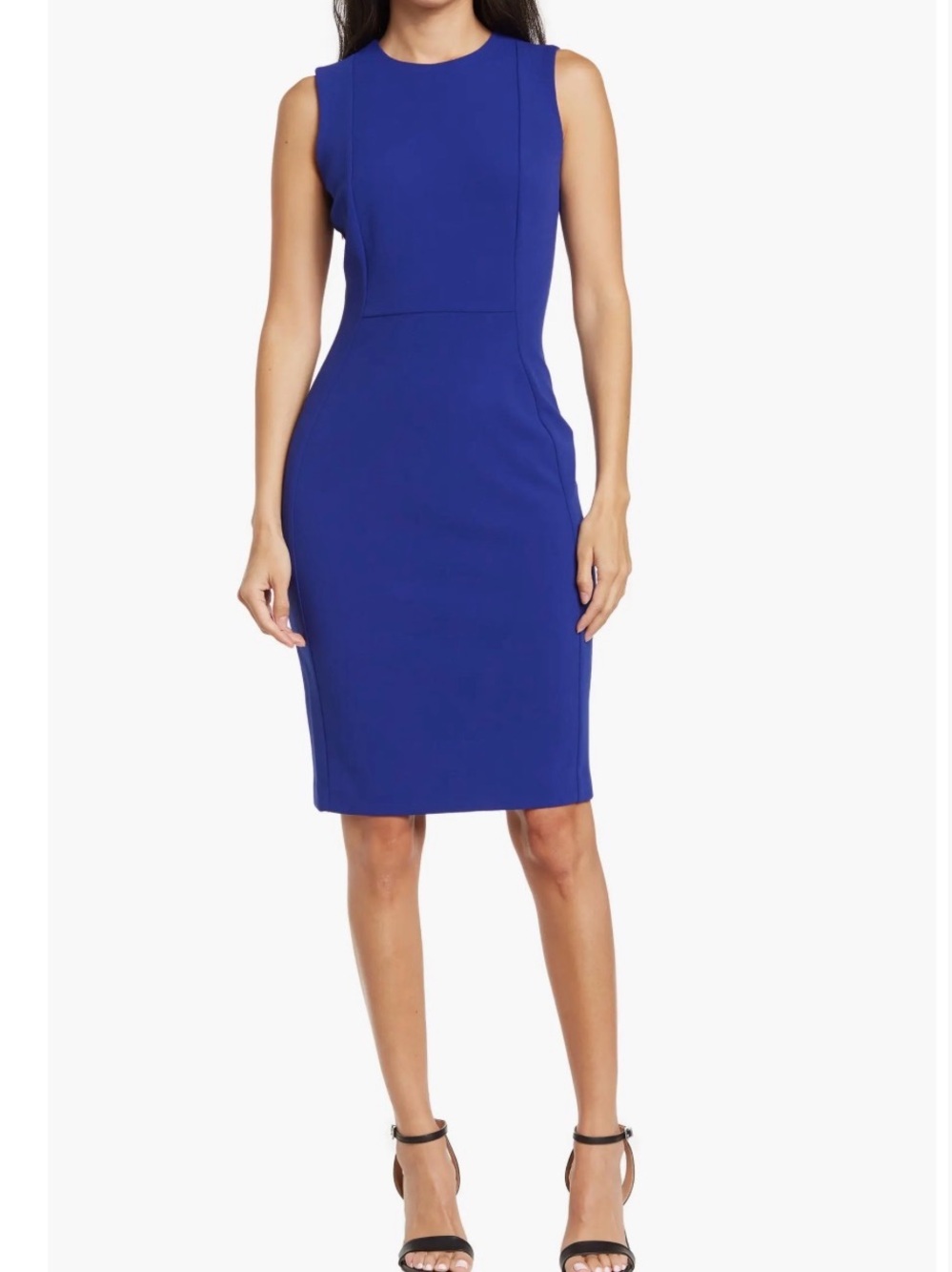 Calvin Klein Cobalt Sleeveless Sheath Midi Dress